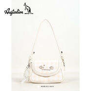 AUGTARLION韓國少女單肩腋下包包女新款上班小拎包通勤單肩斜挎包 米白帶蕾絲珍珠蝴蝶結掛件