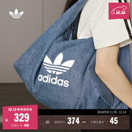 adidas「云朵包」牛仔風(fēng)大容量運動(dòng)挎包女子阿迪達斯官方三葉草 制服藍 NS