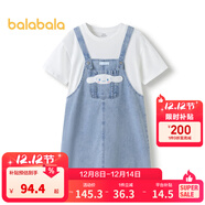 巴拉巴拉【三麗鷗IP】女童夏裝兒童連衣裙大童假兩件 牛仔淺藍88101 150 cm