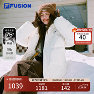 FILA FUSION斐樂(lè )潮牌情侶款羽絨服2025冬季新款寬松保暖連帽外套 牧筠白-IV M