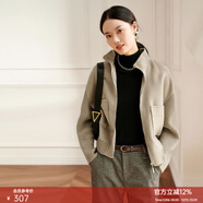 顏域保暖短款毛呢外套冬裝2025年新款通勤百搭女士雙面呢羊毛夾克 灰色 XL/42