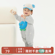 papa【糯米棉】爬爬嬰兒連體衣春款新品造型嬰童衣服寶寶爬服 灰色 80cm