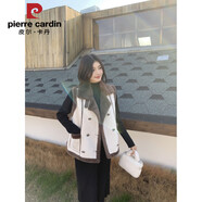 皮爾卡丹感羊羔毛呢馬甲外套女秋冬季大碼胖mm加厚皮毛一體機車(chē)服馬夾 米白馬甲今年流行漂亮/小個(gè)子/輕熟風(fēng)/衣服女新款/微胖 L (建議100-120斤)