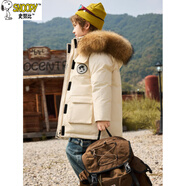 史努比兒童羽絨服男童女童裝中長(cháng)款中大童軍工裝沖鋒·衣加厚冬季外套 米色男女同款 男女同款 120 cm (33-42斤)