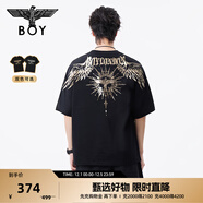 BOY LONDON【暗黑羅盤(pán)】夏情侶款短袖權杖印花炸街潮牌T恤N01906 黑印金N01906 經(jīng)典升級款 M