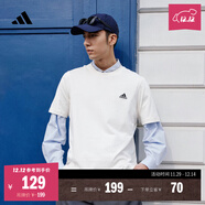 adidas情侶休閑純棉上衣圓領(lǐng)短袖T恤男女夏季阿迪達斯官方輕運動(dòng) 米白 4XL