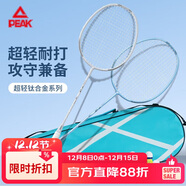 匹克羽毛球拍鈦合金對拍套裝耐打成人學(xué)生套裝訓練比賽拍2支拍藍/銀灰