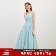 范思藍恩腰精裙系列 甜美少女感無(wú)袖花苞吊帶連衣裙女春1030/1302 藍色長(cháng)款 XS