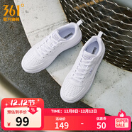 361°板鞋女鞋秋冬季新款青禾百搭小白鞋革面加絨保暖休閑運動(dòng)鞋子女 361度白【沖孔透氣】 37