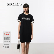 MO&Co.連衣裙夏美式復古印花寬松棉質(zhì)T恤裙氣質(zhì)休閑時(shí)裝摩安珂 黑色 M 165