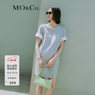 MO&Co.連衣裙夏美式復古印花寬松棉質(zhì)T恤裙氣質(zhì)休閑時(shí)裝摩安珂 中花灰色 XS 155