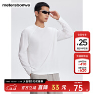 美特斯邦威舒適T恤男新款秋季新款情侶戶(hù)外運動(dòng)圓領(lǐng)插肩男士長(cháng)袖 亮白色 M 170 92A