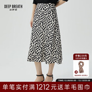 深呼吸DEEP BREATH女裝法式波點(diǎn)高腰中長(cháng)半身傘裙A200209 黑白格 M (3碼)