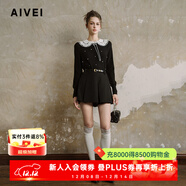AIVEI欣賀艾薇2024秋季簡(jiǎn)約氣質(zhì)高腰A字遮胯闊腿百搭短褲C754406B 黑色 M