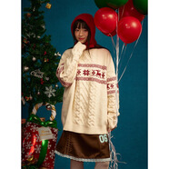 POUM男裝聯(lián)名復古圣誕麋鹿毛衣男冬季寬松休閑慵懶外套情侶打底針織衫 YXXS-M5825白色 XL