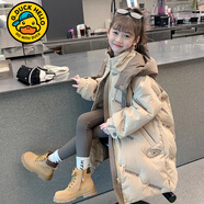 G.duck小黃鴨女童羽絨棉服2025冬新款兒童加厚棉襖中大童冬季中長(cháng)款外套 卡其色 120