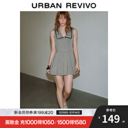 UR2025夏季新款女裝格雷系百褶翻領(lǐng)無(wú)袖連衣裙UWG750100 暖灰 M
