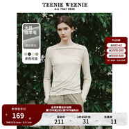 Teenie Weenie【天絲羊毛混紡】小熊女裝秋復古慵懶風(fēng)T恤內搭上衣 卡其色 XL (175)