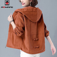 AEMAPE外套女2026新款春秋冬季韓版寬松高腰顯瘦百搭休閑連帽上衣百搭 01208#焦糖色_春秋款 3XL _建議145-160斤