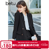 betu百圖女裝休閑小西裝女款通勤西服外套JD2101T29 黑色 XS