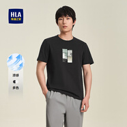 海瀾之家（HLA）短袖T恤男女情侶裝涼感透氣圓領(lǐng)短袖男夏季HNTBJ2J240A 黑色花紋Q1 M 170/88A 推薦125~136斤