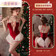 三棲虎跨新年戰衣圣誕節主題戰袍歐美風(fēng)紅色性感秋冬吊帶連衣裙小媽短裙 蓬蓬連身軟萌兔含：兔耳發(fā)箍_頸 均碼 建議80-120斤保密