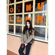 依樂(lè )琦美式復古棕女工裝外套秋冬寬松棒球衫 棕色 高質(zhì)量，現貨 S