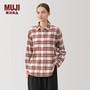 MUJI女式法蘭絨襯衫領(lǐng)長(cháng)袖襯衫女士襯衣外套格子衫女裝春季純棉空調衫 磚紅色格紋 XL (165/92A)