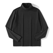 龍牙（Dragon Tooth）冬季男士打底衫雙面德絨上衣高領(lǐng)長(cháng)袖修身加絨純色內搭保暖衣服男 03黑色(純色)【高領(lǐng)】 L _(105-125斤)