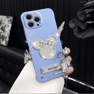 殼小五適用【蘋(píng)果16PROMAX】閃鉆米奇補妝鏡無(wú)邊框INS支架殼 無(wú)邊框-藍+閃鉆米奇鏡子+INS支架 蘋(píng)果16PROMAX