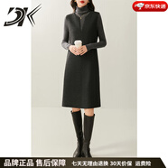 DK品牌女裝羊毛人字紋毛呢V領(lǐng)背心裙女士中長(cháng)款馬甲連衣裙冬裙 灰(中長(cháng)款) XL