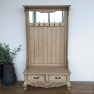 何佳功歐式美式鄉村衣帽架子掛衣架玄關(guān)換鞋柜門(mén)廳裝飾柜仿古家具0071 做舊米黃色：102x46x180cm要自己拆包和安