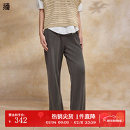 播高腰直筒褲女商場(chǎng)同款2024夏休閑寬松慵懶顯瘦山本褲BDR2KD1023 G20象灰 XL