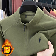傳奇保羅奧萊品牌折扣保羅衛衣男士半拉煉春秋新款德絨立領(lǐng)馬標打底衫 加絨332552果綠 均碼 2XL150-165斤