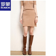 羅蒙（ROMON）2026秋冬半身裙毛織短裙高腰A字裙顯瘦小個(gè)子高彈包臀裙短裙女士 駝色 S