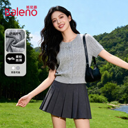 班尼路（Baleno）針織衫短袖女2026年夏季新款圓領(lǐng)絞花韓版時(shí)尚正肩顯瘦紐扣半袖