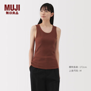 MUJI女式 彈力羅紋編織背心 上衣內搭打底 25年夏季女裝 BB2ROA5S 磚紅色 M (160/84A)