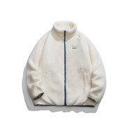 小紅書(shū)珊瑚絨外套女秋冬情侶裝寬松毛絨開(kāi)衫外衣可愛(ài)搖粒絨上 米色 均碼 S160-165cm80-100斤