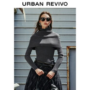 UR2025冬季新款女裝格雷系假兩件披肩長(cháng)袖針織衫UWG950184+ 中灰 XS