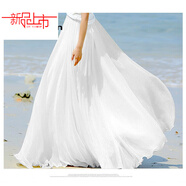 啄木鳥(niǎo)（TUCANO）海邊拖地長(cháng)裙仙女8米大擺裙沙灘度假顯瘦秋冬金絲雪紡半身裙 540度白色(帶透感)金絲雪紡今年 S