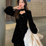 依樂(lè )琦2026秋冬紅色絲絨方領(lǐng) 219#黑色 L