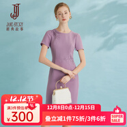 經(jīng)典故事（JANE STORY）簡(jiǎn)約氣質(zhì)收腰繡花雪紡連衣裙女夏季2025新款高端中國風(fēng)修身裙子 粉紫色（偏小建議拍大一碼） 2XL