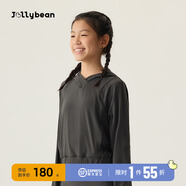 jollybean丨女童跑步衫25秋季新款連帽蝙蝠袖跑步衫Dofit 石墨灰 120 cm