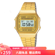 卡西歐（CASIO）手表 經(jīng)典方塊小金表時(shí)尚ins復古男表女表情侶表夜光電子表 A168WG-9W 36mm表盤(pán)男款
