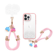 藍彩何GARMMA永橙elloitty手機掛繩50周年手腕繩背夾手機繩鏈斜挎可背掛件女高端背帶掛飾夾片防丟繩女精 手腕掛繩雙子星粉色可愛(ài)公