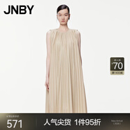 JNBY/江南布衣春夏新品連衣裙浪漫無(wú)袖百褶A字裙通勤5O5G14450 250/卡其 L
