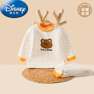 迪士尼（Disney）寶寶保暖衣套裝夾棉冬裝嬰兒秋衣秋褲家居服睡衣 胖胖熊_套頭款套裝 90 cm