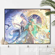 詠幻者榮耀數字油畫(huà)游戲人物皮膚涂色油畫(huà) YG5944貂蟬馥夢(mèng)繁花[36色熱賣(mài)款] 50x65cm[內框L外框]（單幅適合70cm左右 送顏料畫(huà)筆配件