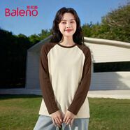 班尼路（Baleno）撞色插肩袖長(cháng)袖T恤女2026春秋款美式復古寬松休閑學(xué)院風(fēng)百搭上衣