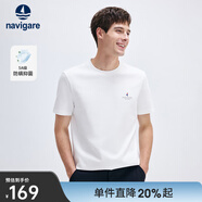 Navigare意大利小帆船抑菌短袖T恤男士夏季休閑輕商務(wù)體恤衫圓領(lǐng)簡(jiǎn)約上衣 漂白 M /48